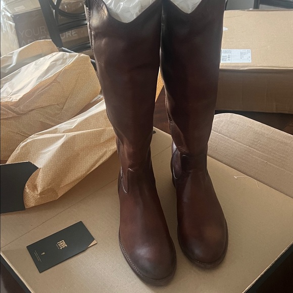 FRYE Melissa Button 2 Knee High Boot cognac Leather 7.5 - Picture 3 of 8